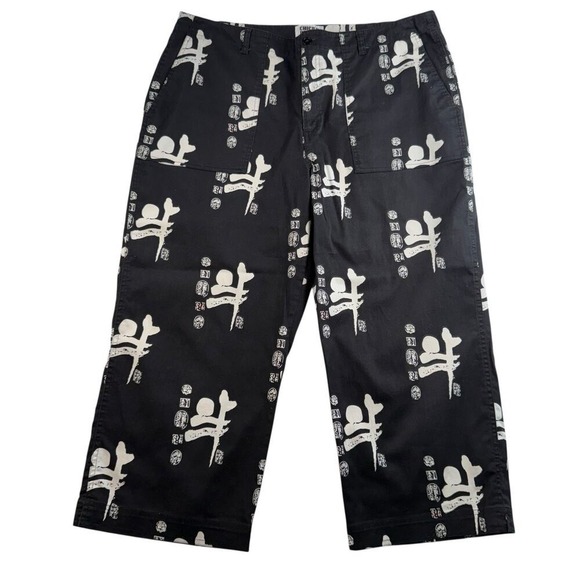 Chico's Pants - Vtg Chicos Sz 3 US XL 16 Pants Asian Print Crop Straight Leg Art To Wear‎ Boho